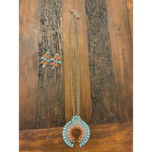 Southwestern Faux Turquoise & Coral Jewelry Set